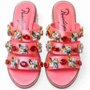 New - Women’s Privileged Coral Satin Embellished Sandals / Shoes